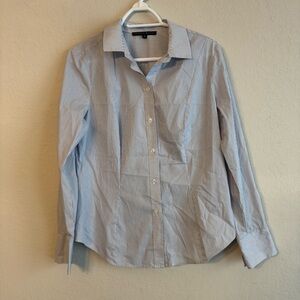 Antonio Melani Blue White Striped Button Down Shirt Medium